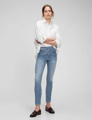 Jeans skinny lavado claro corte cintura alta para mujer