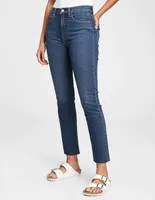 Jeans slim lavado claro corte cintura alta para mujer