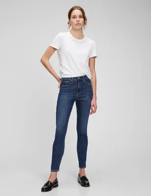 Jeans skinny GAP lavado obscuro corte cintura alta para mujer