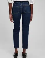 Jeans boyfriend lavado obscuro corte cintura para mujer