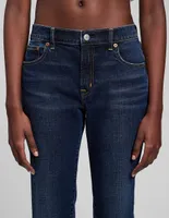 Jeans boyfriend lavado obscuro corte cintura para mujer