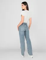 Jeans loose lavado claro corte cintura para mujer