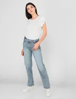 Jeans loose lavado claro corte cintura para mujer