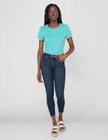 Jeans skinny lavado obscuro corte cintura para mujer