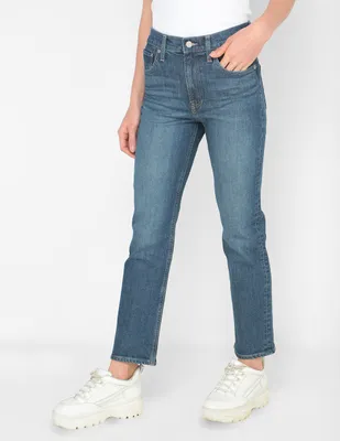 Jeans straight GAP lavado deslavado corte cintura para mujer