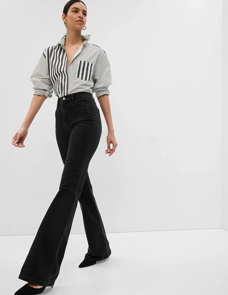 Jeans flare corte cintura alta para mujer