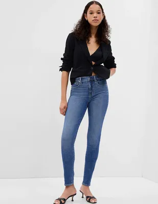Jeans skinny deslavado corte cintura para mujer