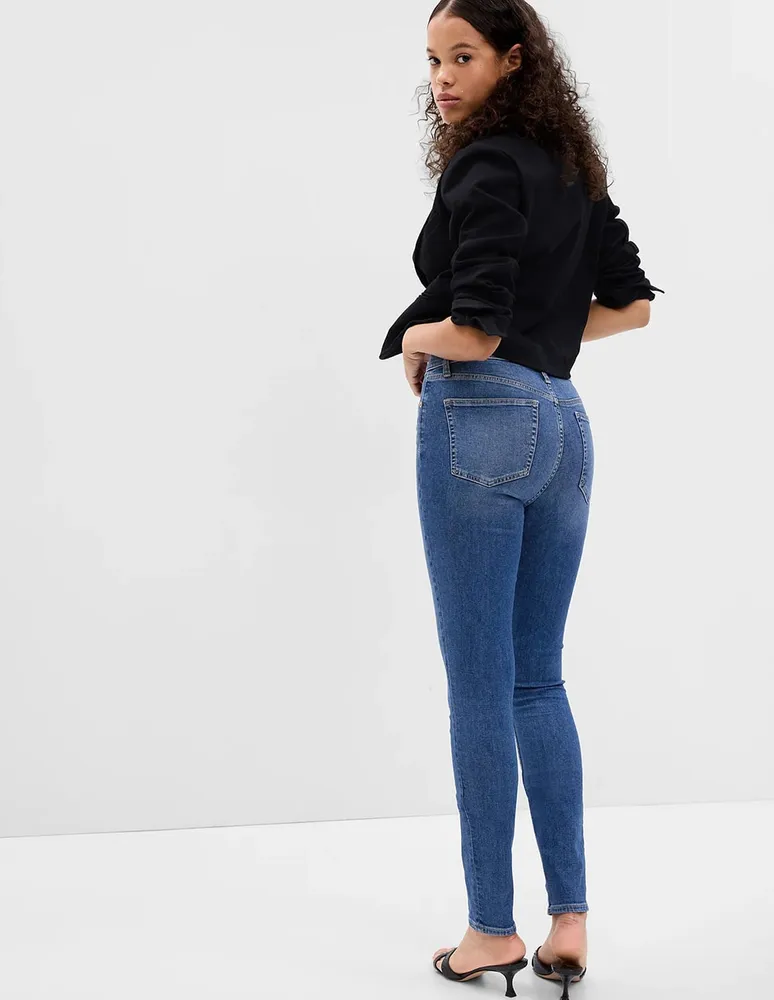 Jeans skinny deslavado corte cintura para mujer