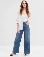 Jeans wide leg corte cintura alta para mujer