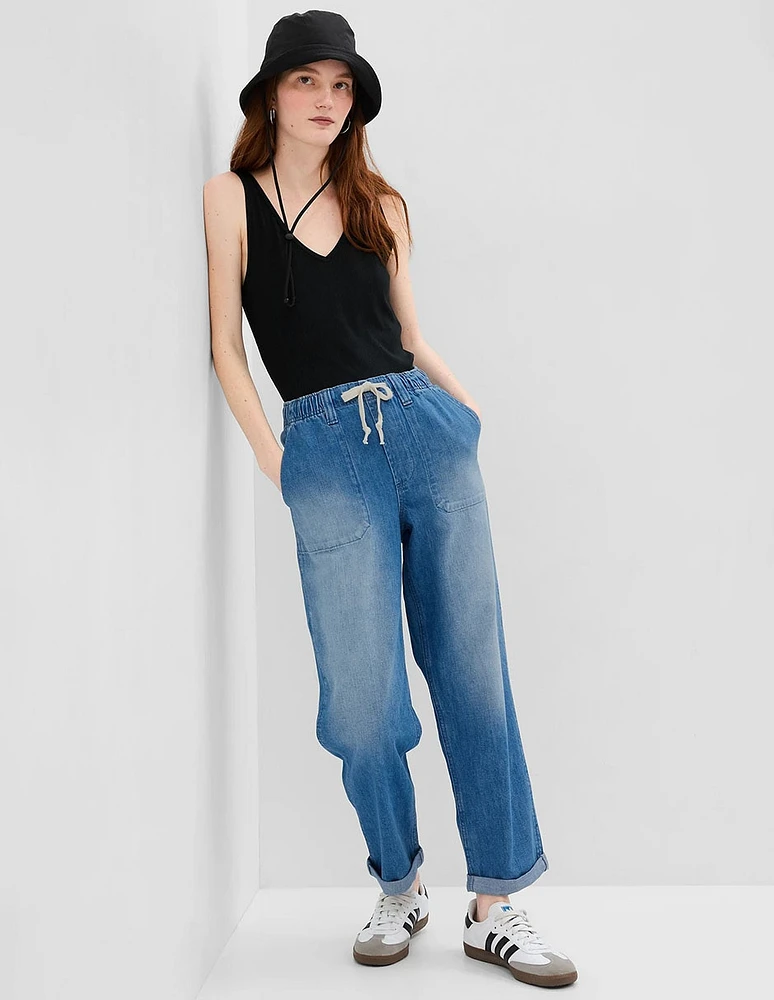 Jeans straight corte cintura para mujer