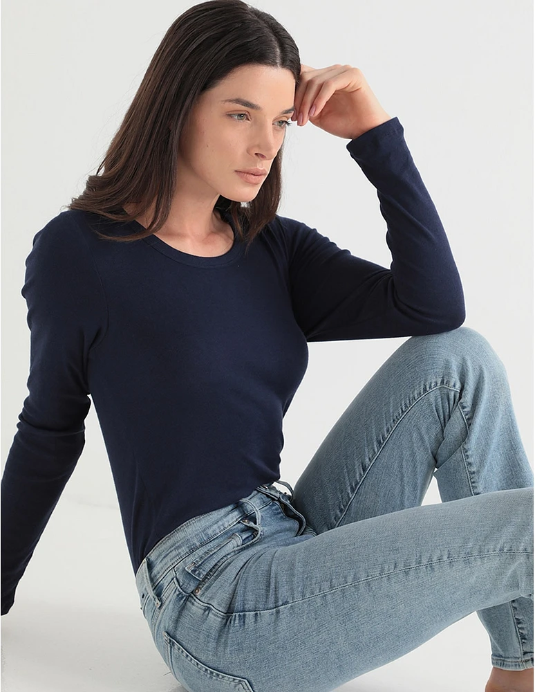 Jeans slim corte cintura para mujer
