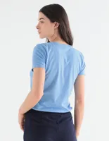 Playera manga corta cuello V para mujer