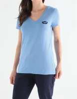 Playera manga corta cuello V para mujer