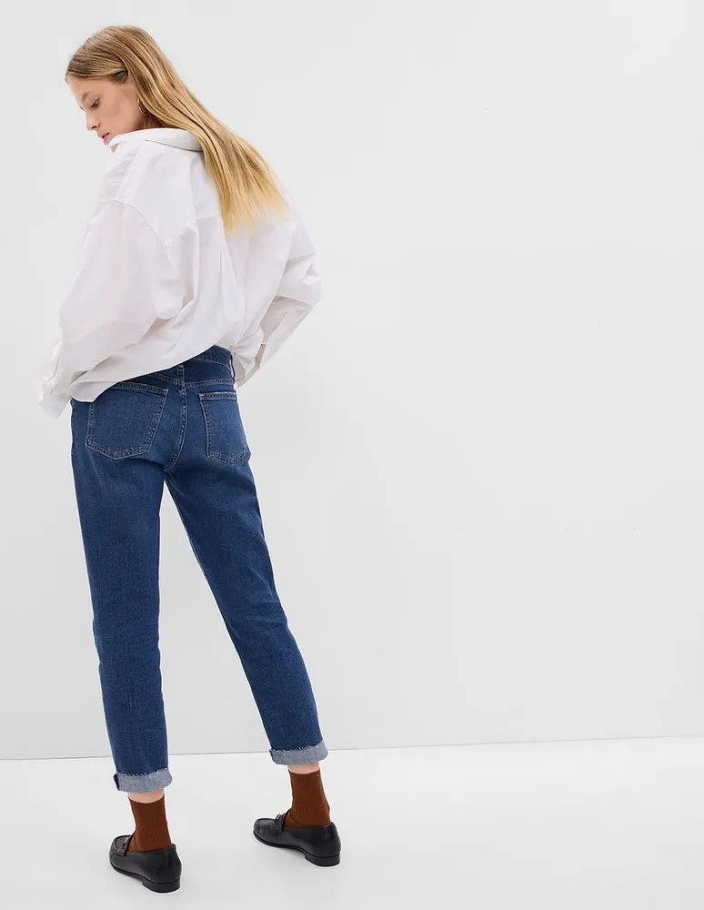 Jeans girlfriend corte cintura para mujer