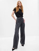 Jeans wide leg corte cintura para mujer