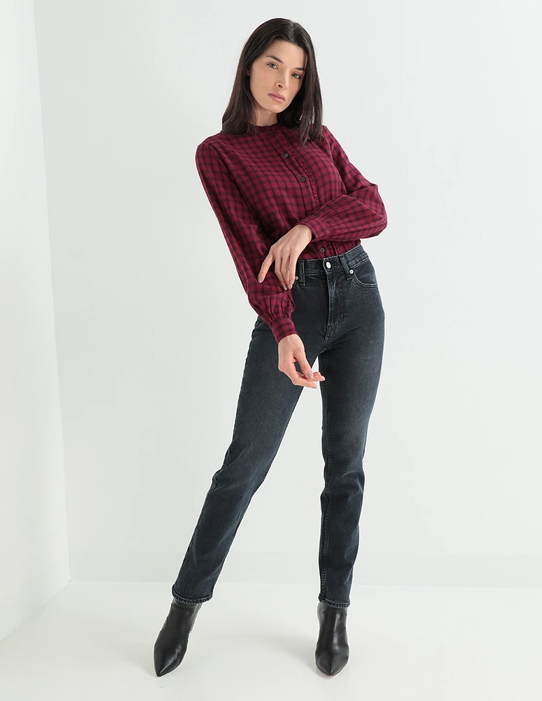 Jeans straight corte cintura alta para mujer