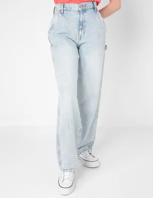 Jeans straight Aéropostale lavado claro corte cintura para mujer