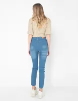 Jeans straight Aéropostale lavado medio corte cintura para mujer