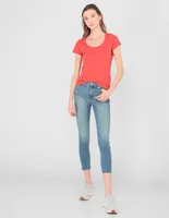 Jeans petite skinny corte cintura para mujer