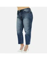 Jeans mom Balam deslavado corte cadera para mujer