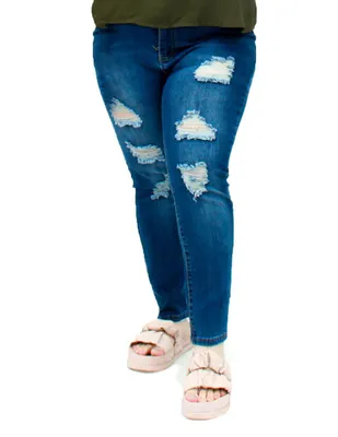 Jeans skinny Locura lavado destruido corte cintura alta para mujer
