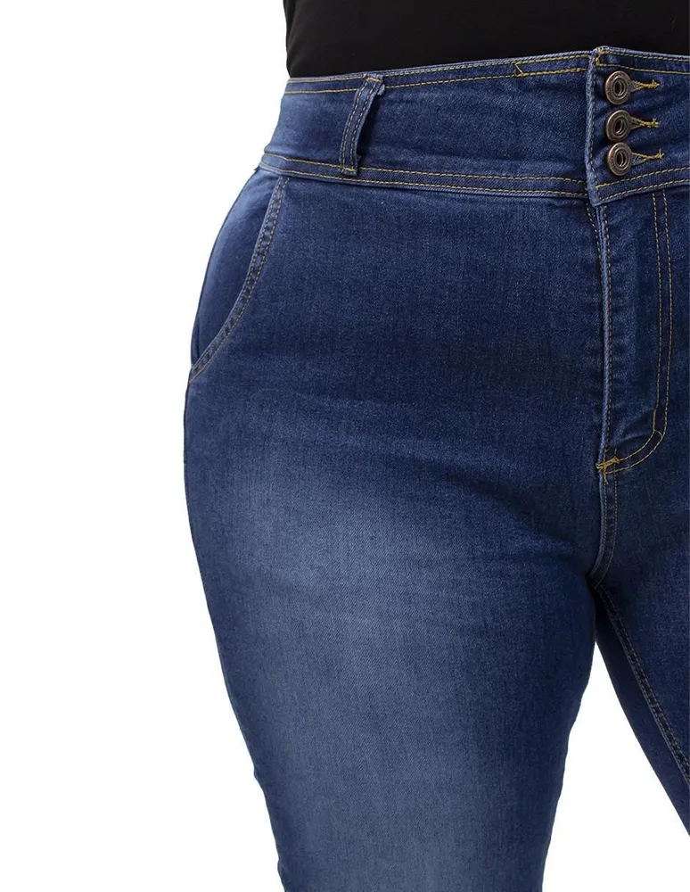 Jeans straight Locura corte cintura alta para mujer