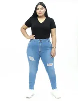 Jeans skinny Locura lavado destruido corte cintura alta para mujer