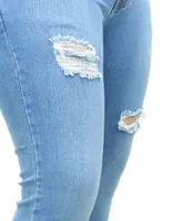 Jeans skinny Locura lavado destruido corte cintura alta para mujer