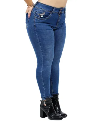 Jeans skinny Doow lavado deslavado corte cintura para mujer