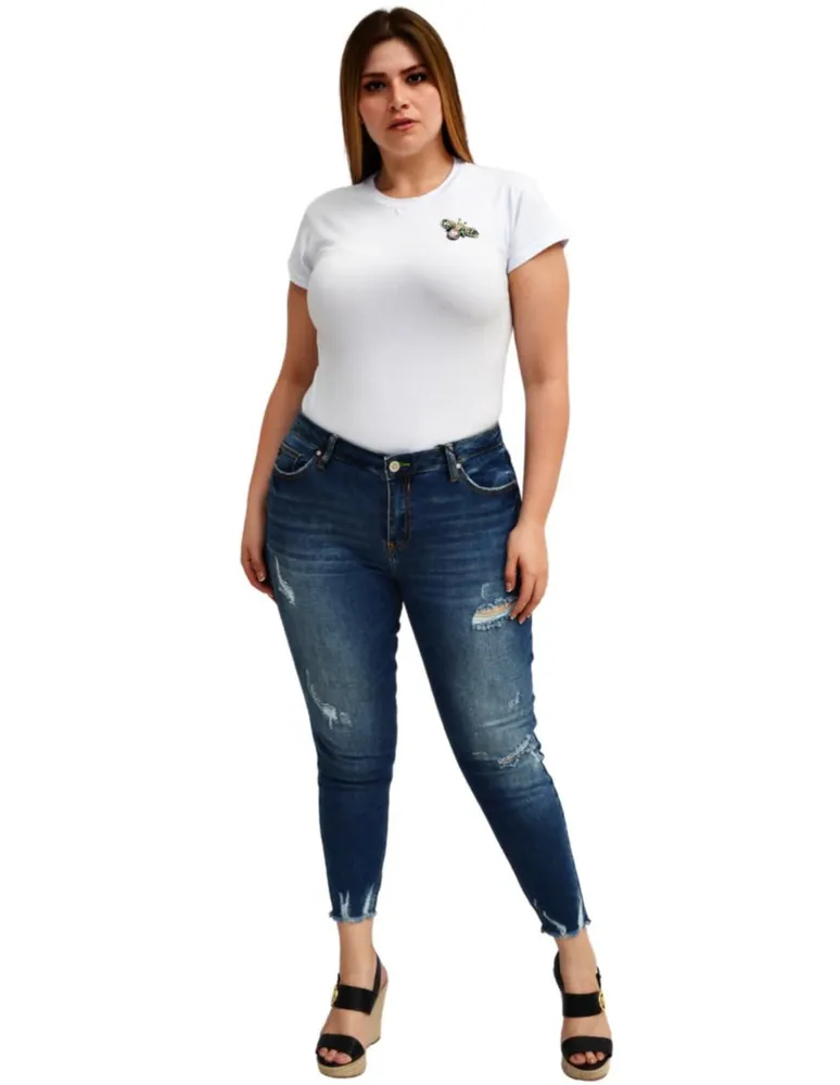 Jeans skinny Balam deslavado corte cintura para mujer