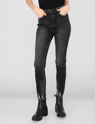 Jeans skinny Flying Monkey deslavado corte cintura para mujer