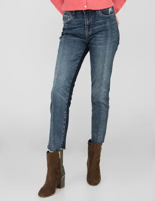 Jeans straight Vervet By Flying Monkey lavado obscuro corte cintura para mujer