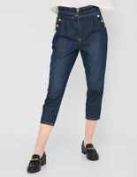 Jeans straight &Me lavado obscuro corte cintura para mujer