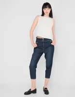 Jeans straight &Me lavado obscuro corte cintura para mujer