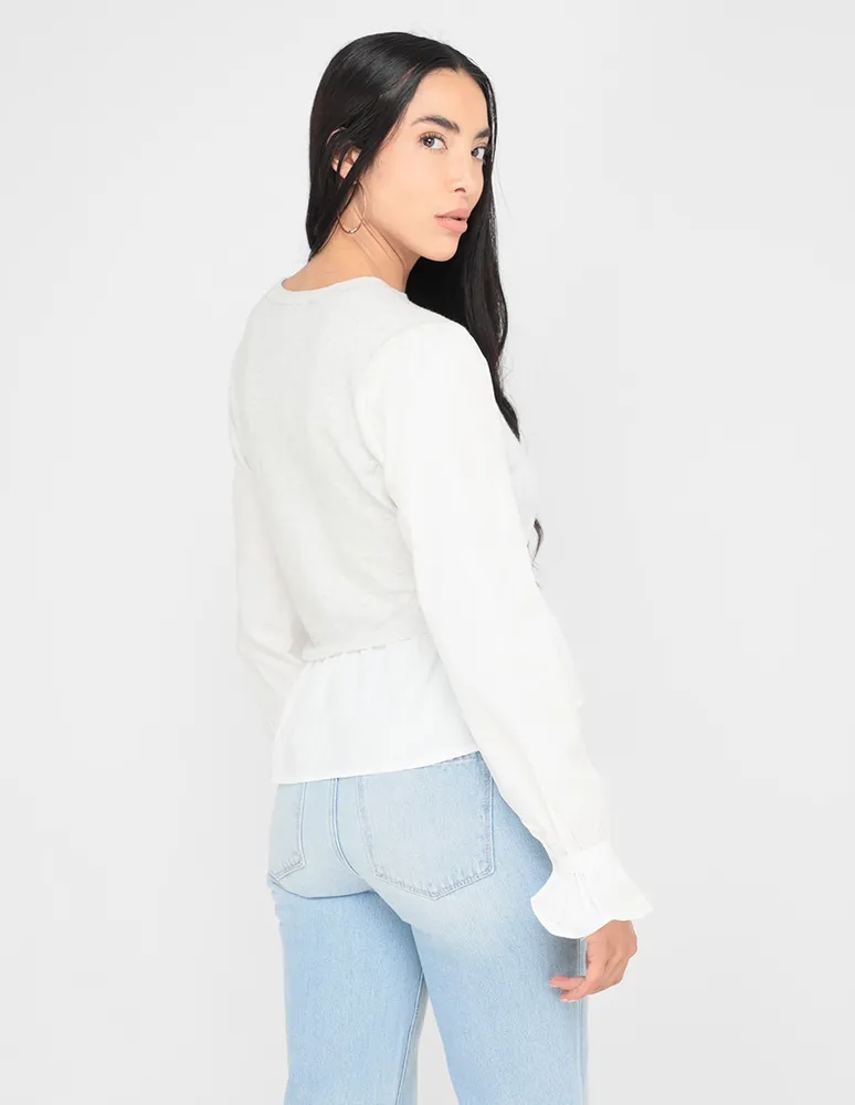 Blusa Frappe manga larga para mujer