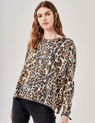 Suéter Rapsodia para mujer cuello redondo animal print