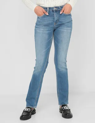 Jeans straight Vervet by Flying Monkey lavado claro a la cintura para mujer