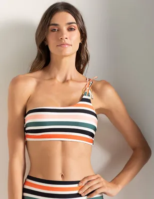 Top bikini touche a rayas con removible para mujer