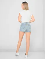 Short That's It de mezclilla floral para mujer