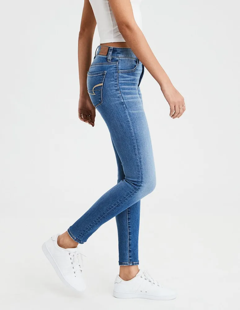 Jeans skinny American Eagle deslavado corte cintura para mujer