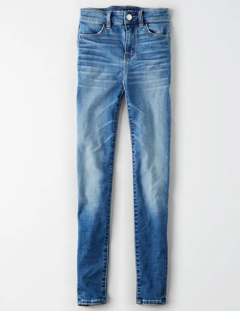 Jeans skinny American Eagle lavado destruido corte cintura para