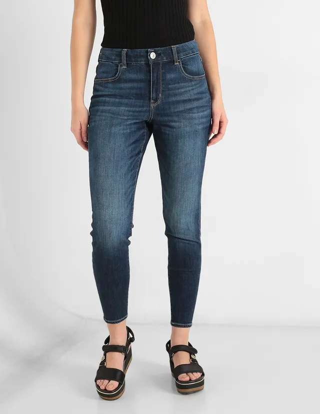 Jeans skinny American Eagle lavado obscuro corte cintura para