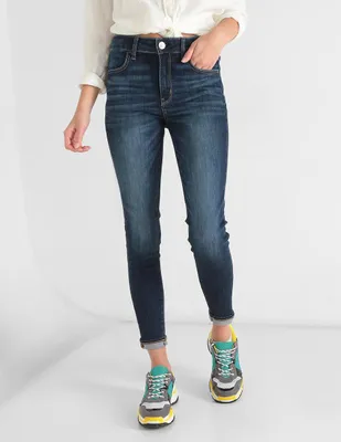 Jeans skinny American Eagle lavado destruido corte cintura para mujer