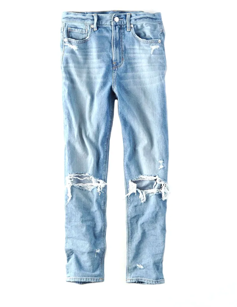 Jeans mom American Eagle lavado claro corte cintura alta para