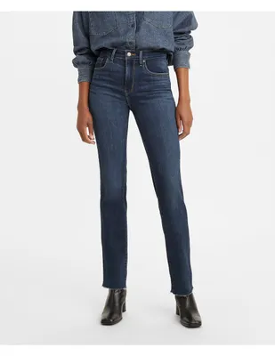 Jeans straight Levi's lavado obscuro corte cintura alta para mujer