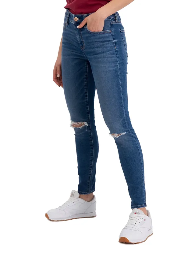 Jeans slim American Eagle lavado obscuro corte cintura para mujer