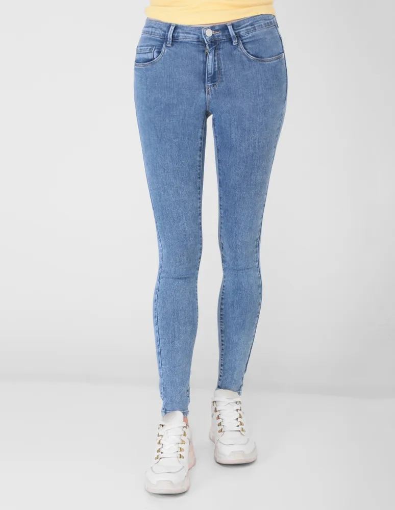 Jeans skinny Only lavado desgastado corte cintura para mujer