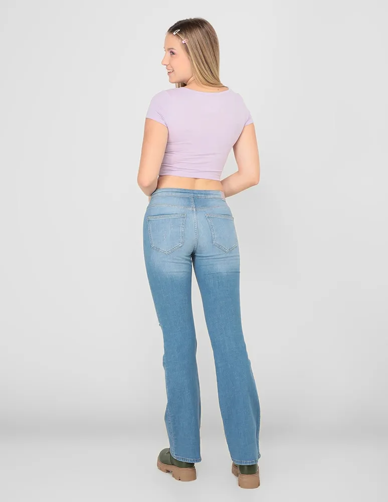 Jeans slim Only lavado destruido corte cintura para mujer