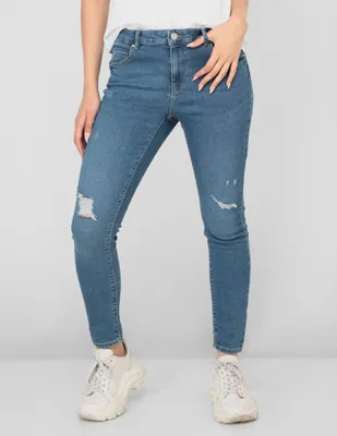 Jeans skinny Only lavado destruido corte cintura para mujer