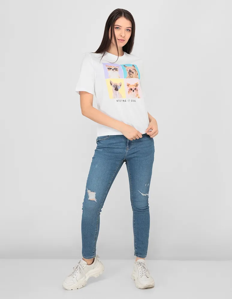 ONLY Jeans skinny Only lavado destruido corte cintura para mujer